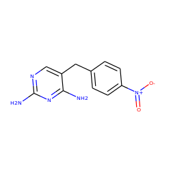 Nc1ncc(Cc2ccc([N+](=O)[O-])cc2)c(N)n1 ZINC000013726673