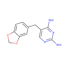 Nc1ncc(Cc2ccc3c(c2)OCO3)c(N)n1 ZINC000000010465