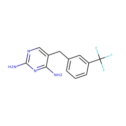 Nc1ncc(Cc2cccc(C(F)(F)F)c2)c(N)n1 ZINC000013726762