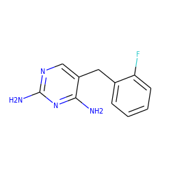 Nc1ncc(Cc2ccccc2F)c(N)n1 ZINC000013781584