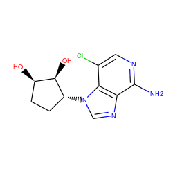 Nc1ncc(Cl)c2c1ncn2[C@@H]1CC[C@@H](O)[C@H]1O ZINC000117798636