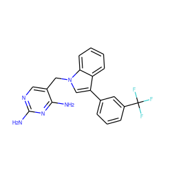 Nc1ncc(Cn2cc(-c3cccc(C(F)(F)F)c3)c3ccccc32)c(N)n1 ZINC001772619480