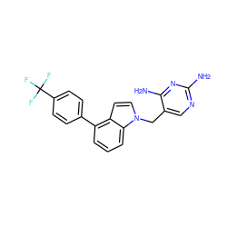 Nc1ncc(Cn2ccc3c(-c4ccc(C(F)(F)F)cc4)cccc32)c(N)n1 ZINC001772596290