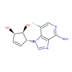 Nc1ncc(F)c2c1ncn2[C@@H]1C=C[C@@H](O)[C@H]1O ZINC000143000829