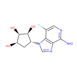 Nc1ncc(F)c2c1ncn2[C@@H]1C[C@@H](O)[C@@H](O)[C@H]1O ZINC000169349395