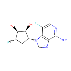 Nc1ncc(F)c2c1ncn2[C@@H]1C[C@H](F)[C@@H](O)[C@H]1O ZINC000117796918