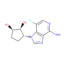 Nc1ncc(F)c2c1ncn2[C@@H]1CC[C@@H](O)[C@H]1O ZINC000068244221