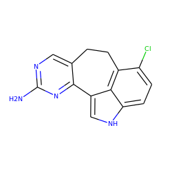 Nc1ncc2c(n1)-c1c[nH]c3ccc(Cl)c(c13)CC2 ZINC000095591384