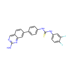 Nc1ncc2ccc(-c3ccc(NC(=S)Nc4ccc(F)c(F)c4)cc3)cc2n1 ZINC001772615461