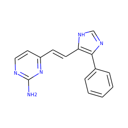 Nc1nccc(/C=C/c2[nH]cnc2-c2ccccc2)n1 ZINC000040977329