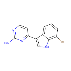 Nc1nccc(-c2c[nH]c3c(Br)cccc23)n1 ZINC000072108716