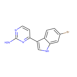 Nc1nccc(-c2c[nH]c3cc(Br)ccc23)n1 ZINC000001659302