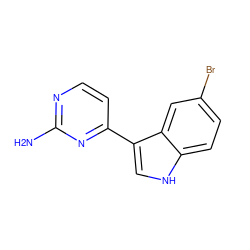 Nc1nccc(-c2c[nH]c3ccc(Br)cc23)n1 ZINC000014589172