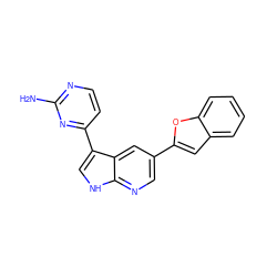 Nc1nccc(-c2c[nH]c3ncc(-c4cc5ccccc5o4)cc23)n1 ZINC001772579196