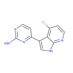 Nc1nccc(-c2c[nH]c3nccc(Cl)c23)n1 ZINC000029135071