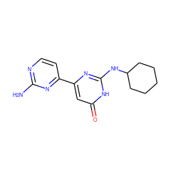 Nc1nccc(-c2cc(=O)[nH]c(NC3CCCCC3)n2)n1 ZINC000073310210