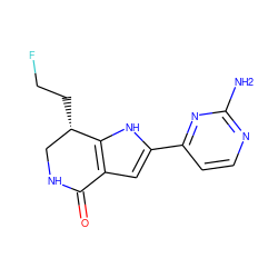 Nc1nccc(-c2cc3c([nH]2)[C@@H](CCF)CNC3=O)n1 ZINC000039144346