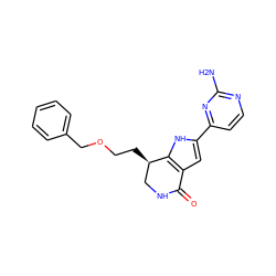 Nc1nccc(-c2cc3c([nH]2)[C@H](CCOCc2ccccc2)CNC3=O)n1 ZINC000040974968