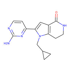 Nc1nccc(-c2cc3c(n2CC2CC2)CCNC3=O)n1 ZINC000028970496