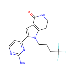 Nc1nccc(-c2cc3c(n2CCCC(F)(F)F)CCNC3=O)n1 ZINC000028970506