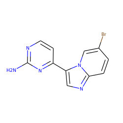 Nc1nccc(-c2cnc3ccc(Br)cn23)n1 ZINC000095589524