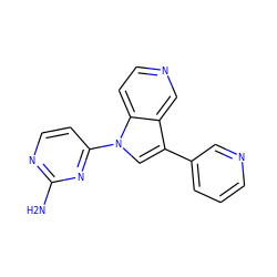 Nc1nccc(-n2cc(-c3cccnc3)c3cnccc32)n1 ZINC000095602600