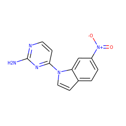 Nc1nccc(-n2ccc3ccc([N+](=O)[O-])cc32)n1 ZINC000095601532