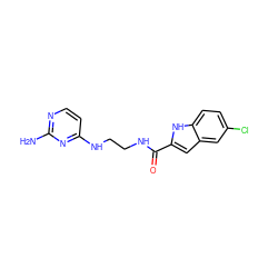 Nc1nccc(NCCNC(=O)c2cc3cc(Cl)ccc3[nH]2)n1 ZINC000096906114