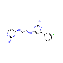 Nc1nccc(NCCNc2cc(-c3cccc(Cl)c3)nc(N)n2)n1 ZINC000096906120