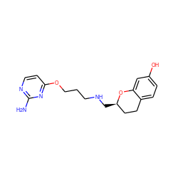 Nc1nccc(OCCCNC[C@@H]2CCc3ccc(O)cc3O2)n1 ZINC000013775934