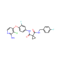 Nc1nccc(Oc2ccc(NC(=O)C3(C(=O)NCc4ccc(F)cc4)CC3)cc2F)c1Cl ZINC001772622397