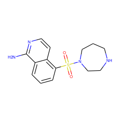 Nc1nccc2c(S(=O)(=O)N3CCCNCC3)cccc12 ZINC000066099959