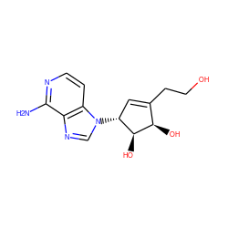 Nc1nccc2c1ncn2[C@@H]1C=C(CCO)[C@@H](O)[C@H]1O ZINC000021290136