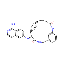 Nc1nccc2cc(N[C@H]3C(=O)NCc4cccc(c4)NC(=O)CCc4ccc3cc4)ccc12 ZINC000143523282