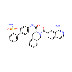 Nc1nccc2ccc(C(=O)N3Cc4ccccc4C[C@H]3C(=O)Nc3ccc(-c4ccccc4S(N)(=O)=O)cc3)cc12 ZINC000026748884