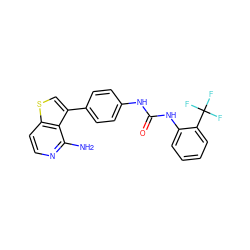 Nc1nccc2scc(-c3ccc(NC(=O)Nc4ccccc4C(F)(F)F)cc3)c12 ZINC000063298213