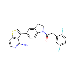 Nc1nccc2scc(-c3ccc4c(c3)CCN4C(=O)Cc3cc(F)ccc3F)c12 ZINC000095552984