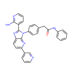 Nc1ncccc1-c1nc2ccc(-c3cccnc3)nc2n1-c1ccc(CC(=O)Nc2ccccc2)cc1 ZINC000095574526