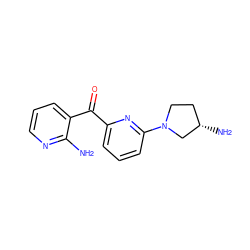 Nc1ncccc1C(=O)c1cccc(N2CC[C@H](N)C2)n1 ZINC000084758119