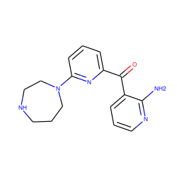 Nc1ncccc1C(=O)c1cccc(N2CCCNCC2)n1 ZINC000084757098