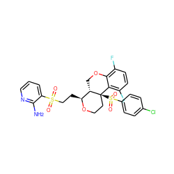 Nc1ncccc1S(=O)(=O)CC[C@@H]1OCC[C@@]2(S(=O)(=O)c3ccc(Cl)cc3)c3c(F)ccc(F)c3OC[C@@H]12 ZINC000206608528