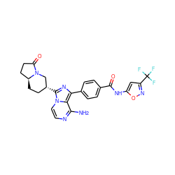 Nc1nccn2c([C@@H]3CC[C@H]4CCC(=O)N4C3)nc(-c3ccc(C(=O)Nc4cc(C(F)(F)F)no4)cc3)c12 ZINC000145526676