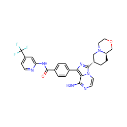 Nc1nccn2c([C@H]3CC[C@@H]4COCCN4C3)nc(-c3ccc(C(=O)Nc4cc(C(F)(F)F)ccn4)cc3)c12 ZINC000145534453