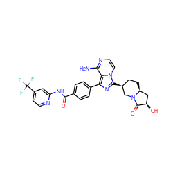 Nc1nccn2c([C@H]3CC[C@H]4C[C@@H](O)C(=O)N4C3)nc(-c3ccc(C(=O)Nc4cc(C(F)(F)F)ccn4)cc3)c12 ZINC000145527067