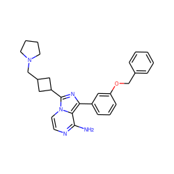 Nc1nccn2c(C3CC(CN4CCCC4)C3)nc(-c3cccc(OCc4ccccc4)c3)c12 ZINC000028885883