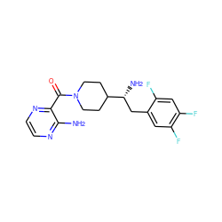 Nc1nccnc1C(=O)N1CCC([C@H](N)Cc2cc(F)c(F)cc2F)CC1 ZINC000040974212