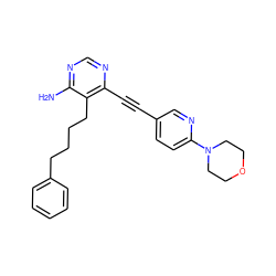 Nc1ncnc(C#Cc2ccc(N3CCOCC3)nc2)c1CCCCc1ccccc1 ZINC000013475472