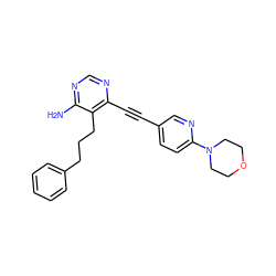 Nc1ncnc(C#Cc2ccc(N3CCOCC3)nc2)c1CCCc1ccccc1 ZINC000021288944