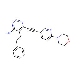 Nc1ncnc(C#Cc2ccc(N3CCOCC3)nc2)c1CCc1ccccc1 ZINC000021288940