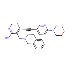 Nc1ncnc(C#Cc2ccc(N3CCOCC3)nc2)c1CN1CCc2ccccc2C1 ZINC000013475470